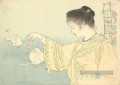 femme et blanc cygnes 1906 japonais